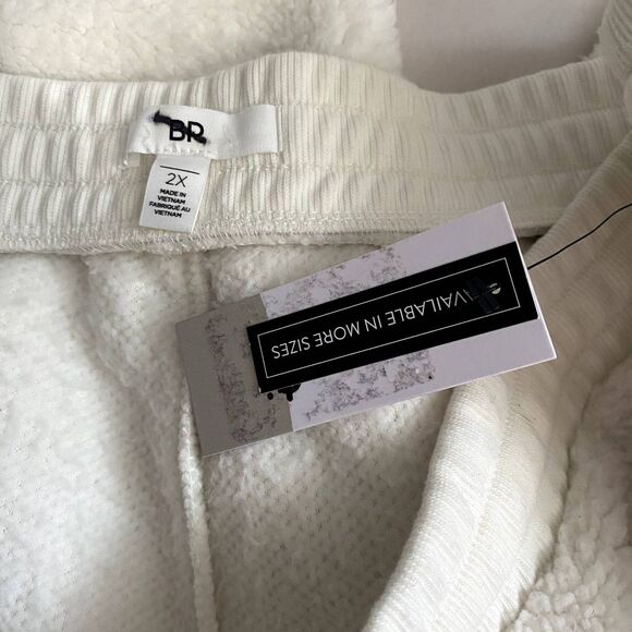 NWT BP Drawstring Waist Fleece Joggers Ivory White Lounge Plus Size 2X - Picture 7 of 8